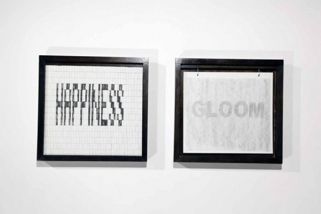 Happiness, 2008-2011 / Wood, rubber eraser, graphite and heavy paper / 54, 5 x 56, 5 cm each one