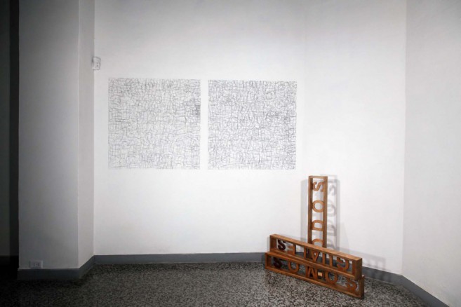 Pattern, 2010 / Graphite on wall and wood / Dimensions variable